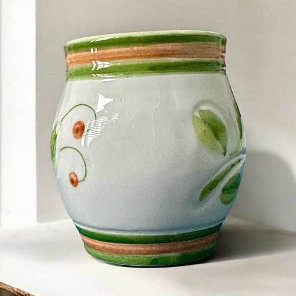 Vintage Italian Hand Painted Claudia Bernini Signed Pottery Small Jar Vase Cup - Picture 4 of 9